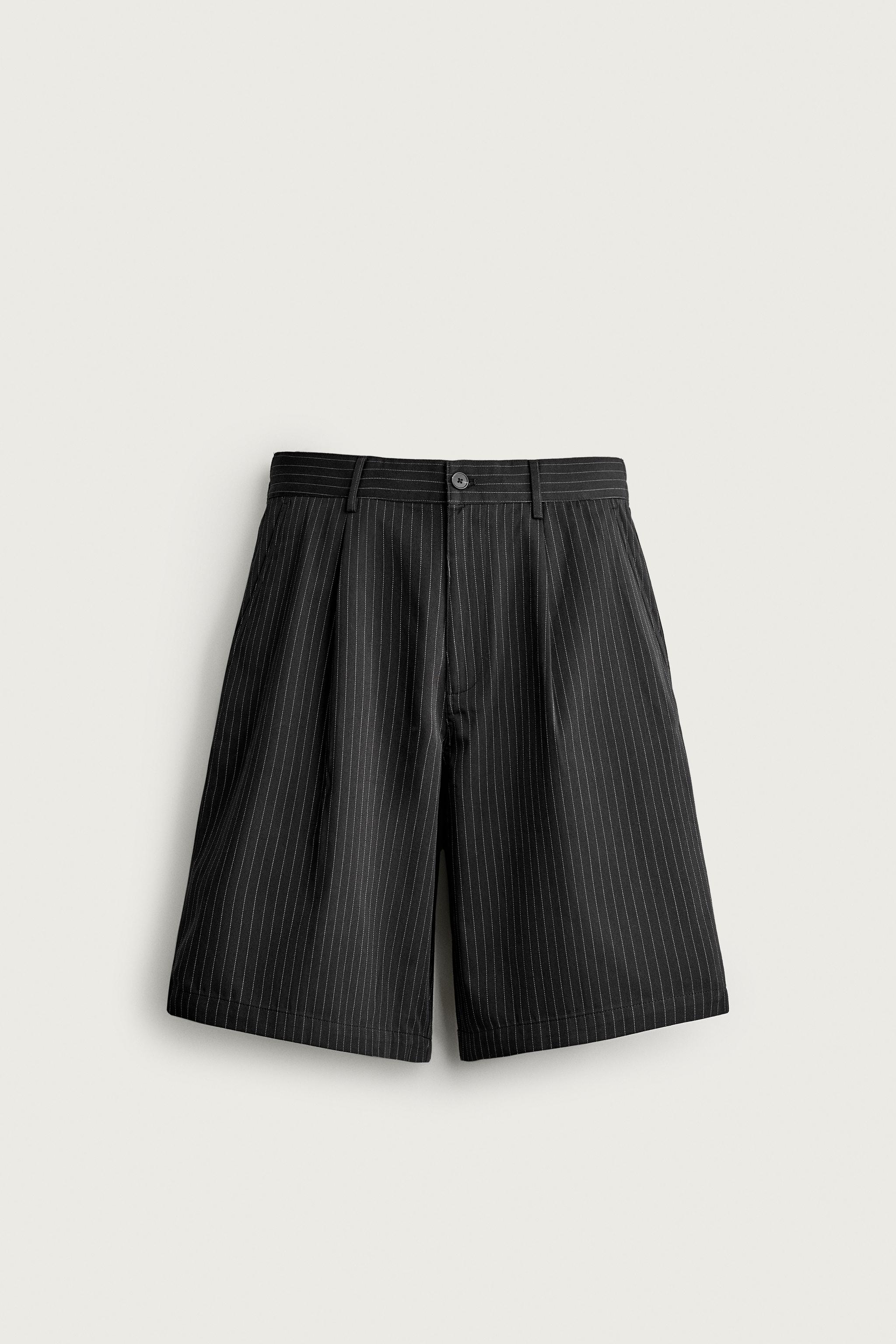 Мужские шорты Zara PINSTRIPE BAGGY FIT SHORTS — фото 7