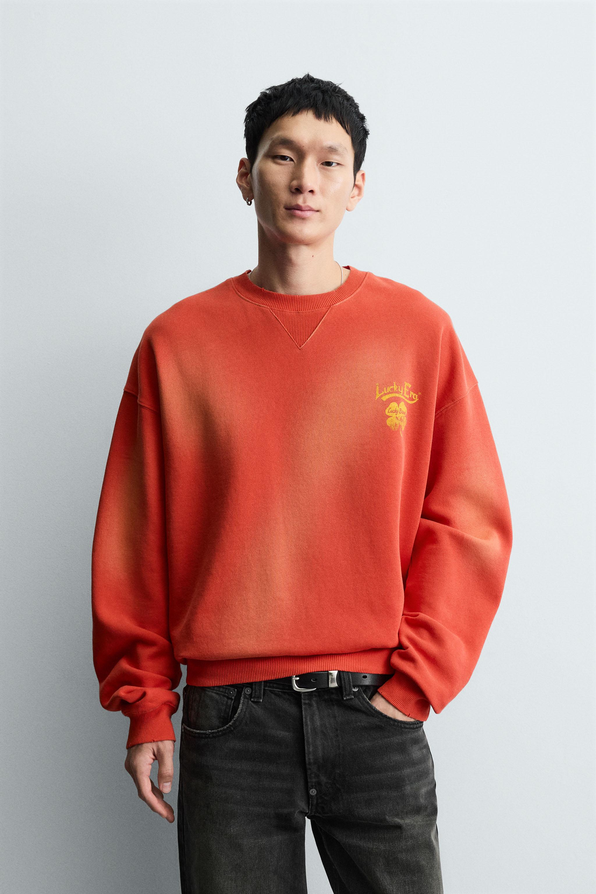 ラッキー SPRAY TEXT PRINTED SWEATSHIRT - Red | ZARA United States