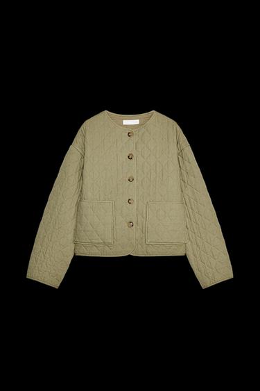 PADDED LINEN JACKET - Light khaki by Zara