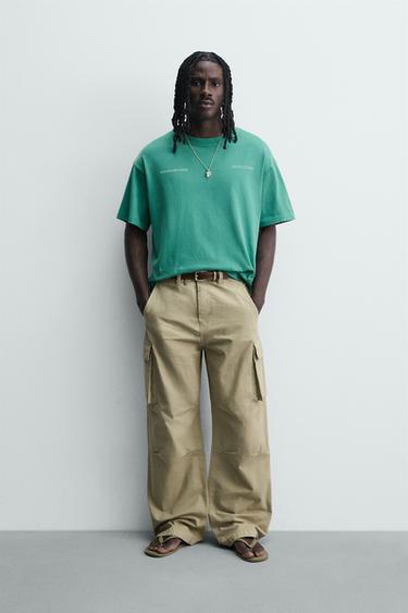 T-SHIRT RELAXED FIT IMPRIMÉS DÉLAVÉS - Vert clair de Zara - Image 0
