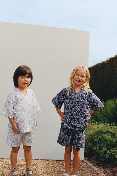 18 MONTHS-6 YEARS/ PRINTED KIMONO AND BERMUDA SHORTS SET - Blue by Zara