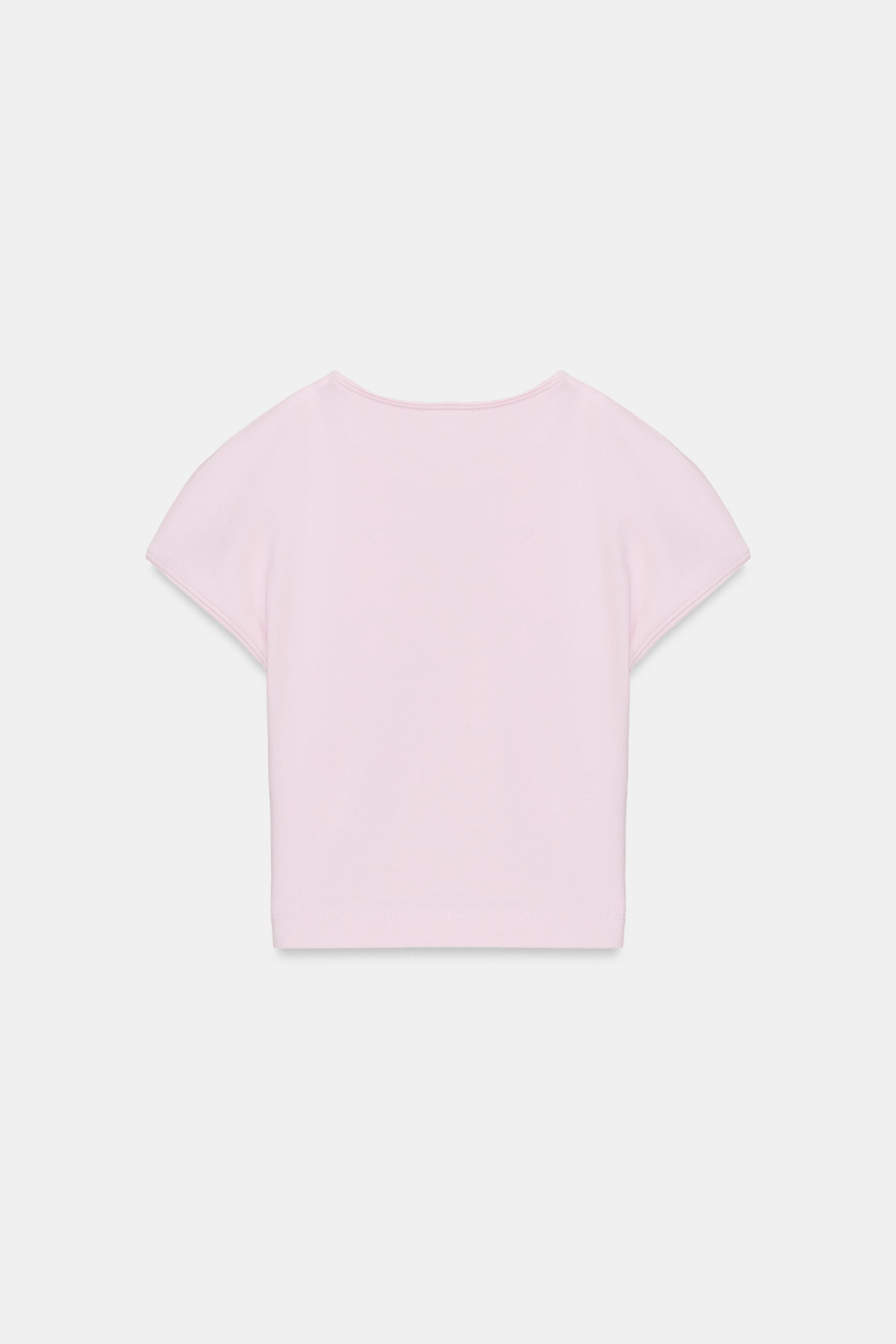 PUANTİYELİ KISA KOLLU CROP T-SHIRT - Görsel 3