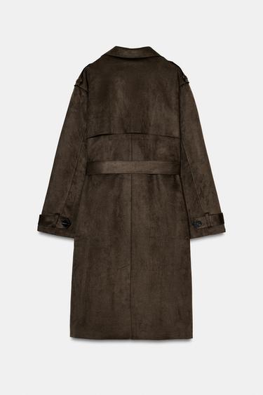 TRENCH LONG EFFET DAIM AVEC CEINTURE - Kaki clair de Zara - Image 7