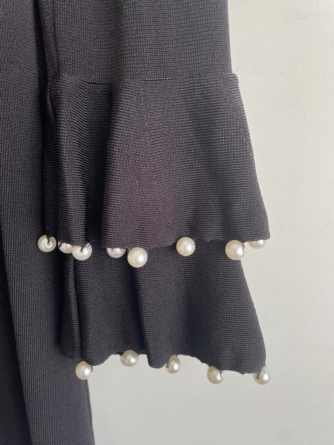 KNIT DRESS WITH FEATHER TRIM SLEEVES - Image 2