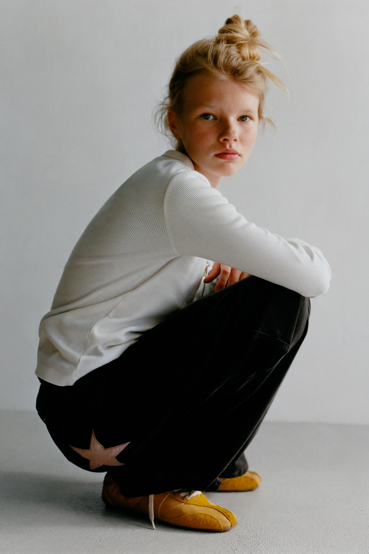 VELVET STAR WIDE-LEG PANTS — Gray
