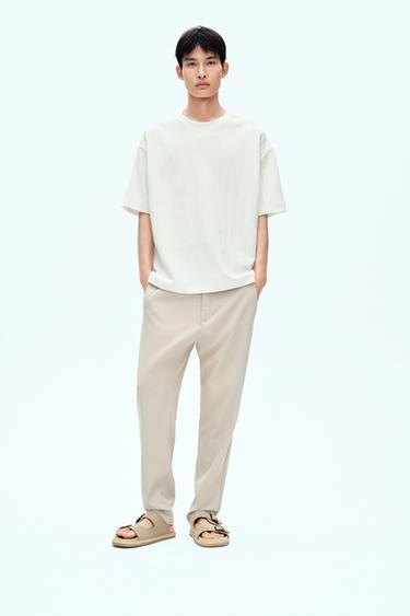 Zara 舒適版紋理長褲 - 米色