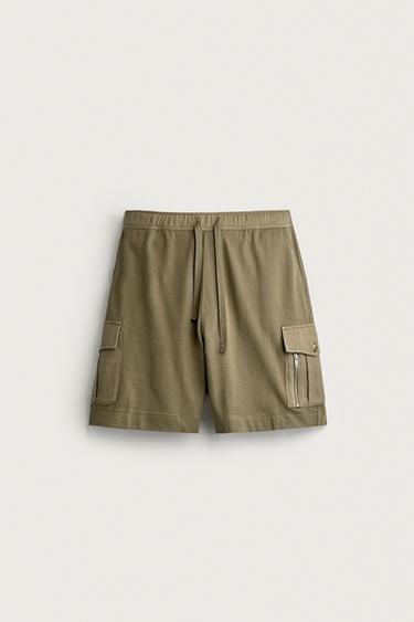REGULAR FIT CARGO BERMUDA SHORTS - Khaki by Zara