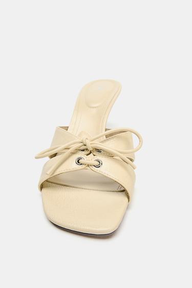 HEELED SANDALS WITH LACE DETAIL - Vanilla Yellow by Zara - Image 4