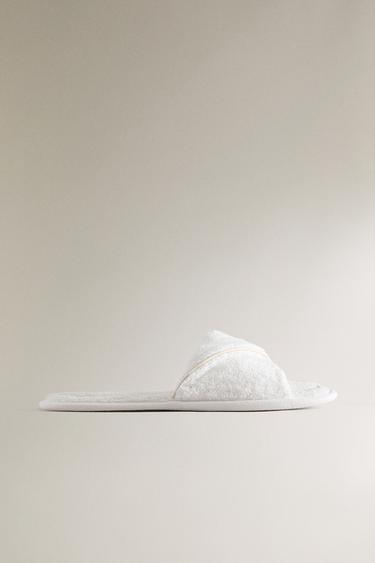 TERRY SLIDERS WITH TRIM - White by Zara - Image 0