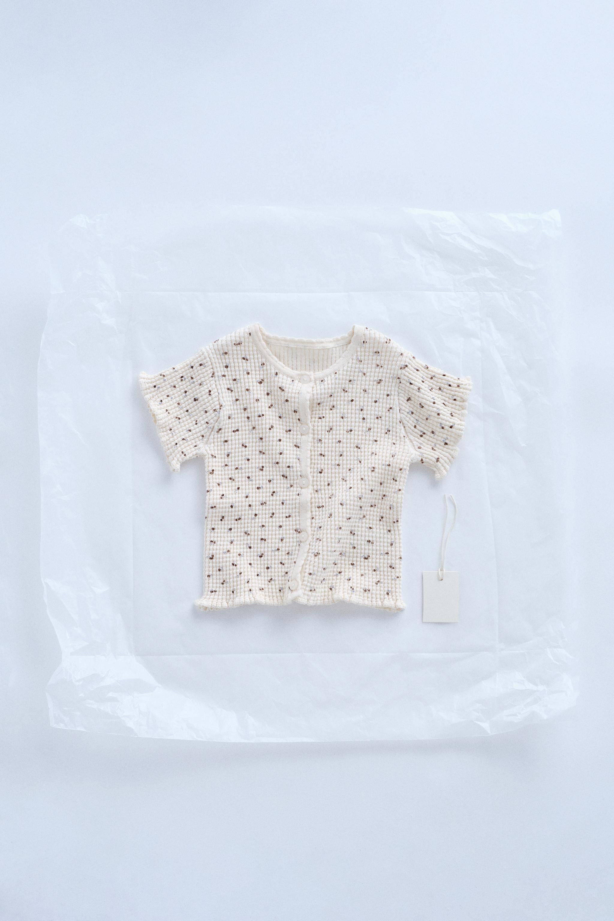 ZARA TIMELESS - FLORAL WAFFLE KNIT T-SHIRT