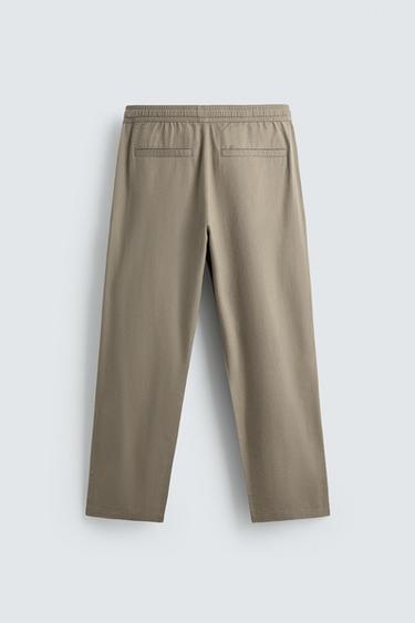 COTTON/LINEN RELAXED FIT TROUSERS - Green by Zara - Image 7