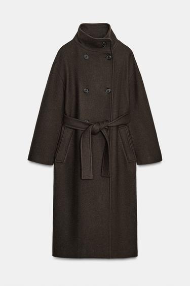 OVERSIZED WOOL COAT ZW COLLECTION - Chocolate by Zara