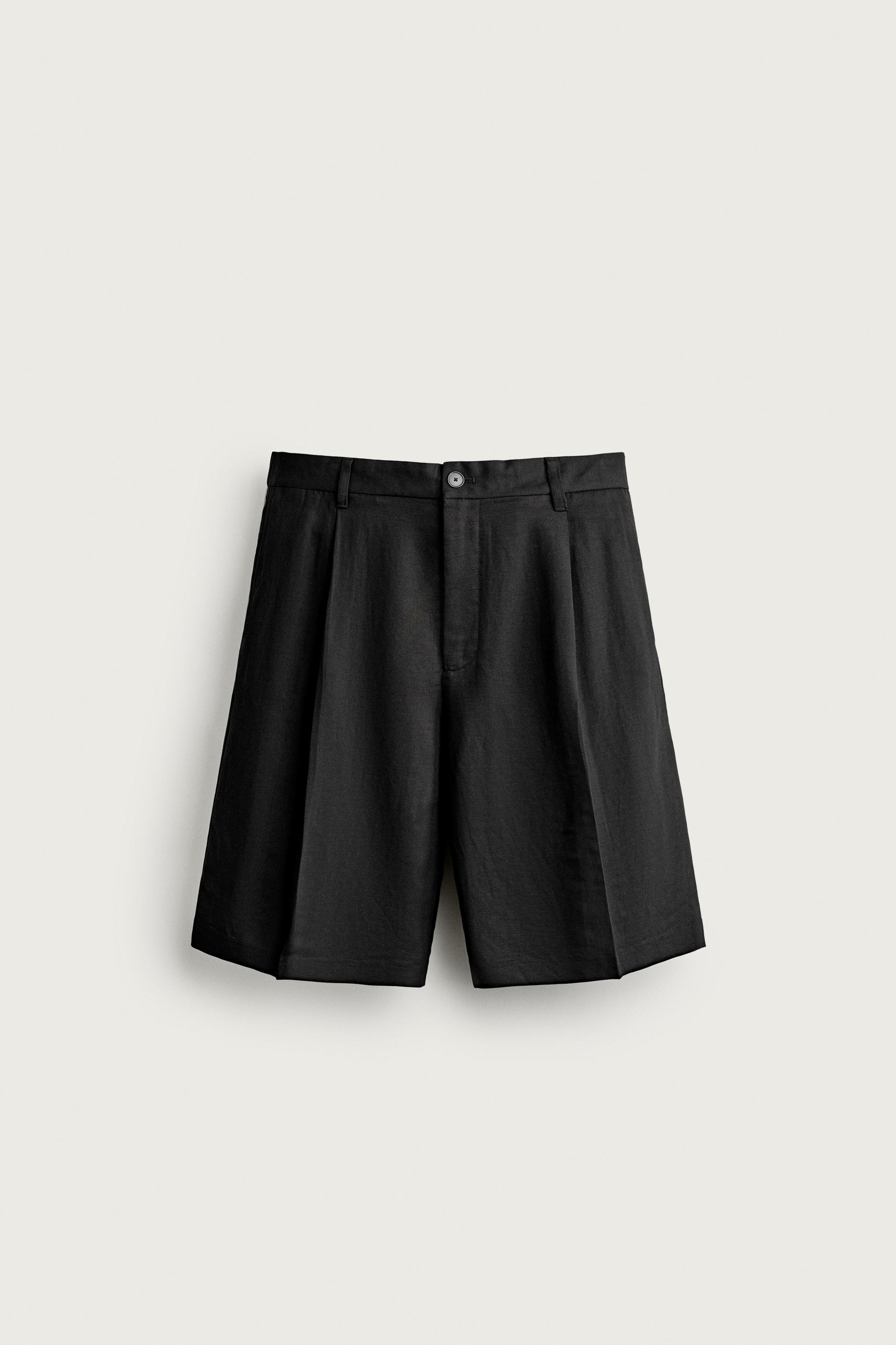 Мужские шорты Zara TEXTURED PLEATED SUIT SHORTS — фото 5