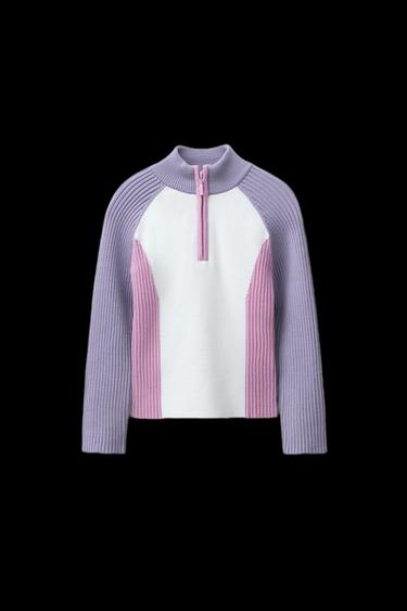 Zara COLOR BLOCK KNIT JUMPER SKI COLLECTION - Light mauve - Image 0
