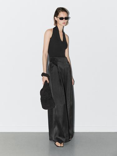 Zara Knit halter bodysuit with V-neck - STUDIO - Black - Image 0