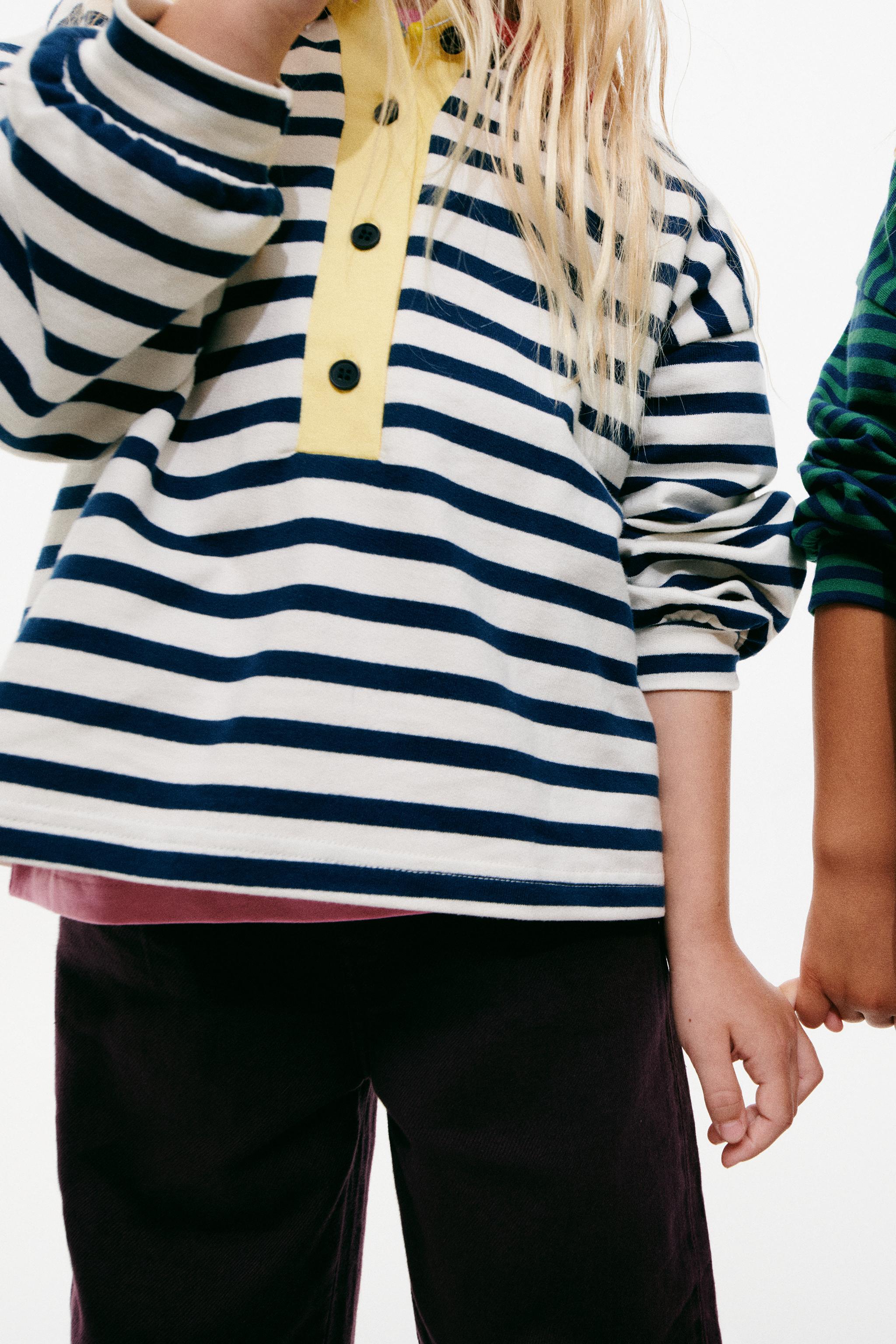 ZARA TIMELESS - CONTRAST COLLAR STRIPED POLO SHIRT