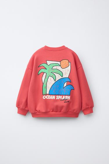 PALM TREE PRINT SWEATSHIRT - Intense coral by Zara