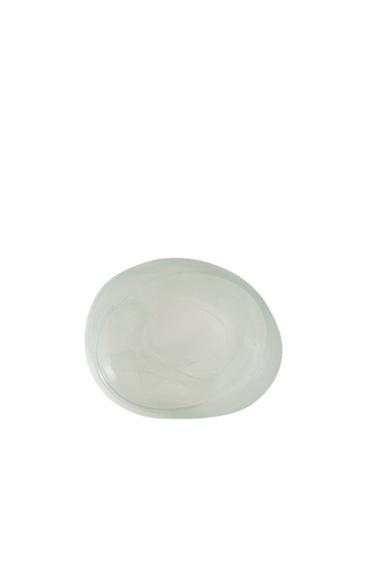 SHADED GREEN GLASS BATHROOM SOAP DISH - GREENISH by Zara