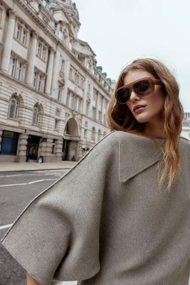 KNIT JUMPER WITH LAPEL NECK - Sand / Marl by Zara