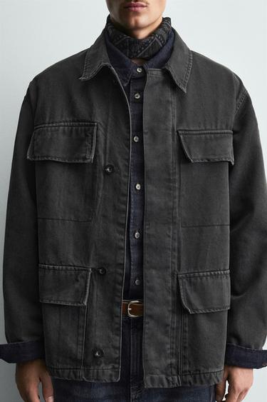 VESTE RELAXED FIT À POCHES - Charbon de Zara - Image 5