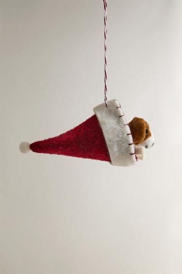 FELT DOG CHRISTMAS TREE DECORATION - Red by Zara - Image 0