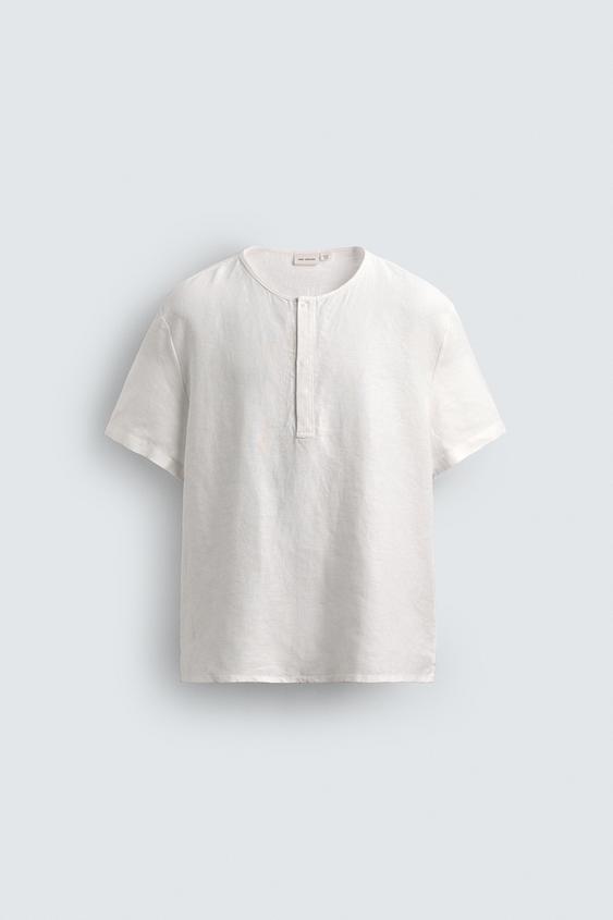 SHORT SLEEVE HEMP HENLEY SHIRT from Zara - $89.90