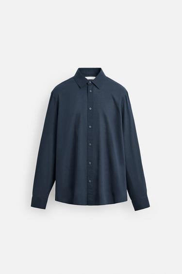CAMISA VOILE ALGODÓN - Marino de Zara