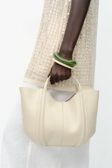 MINI CITY BAG WITH TOPSTITCHING - Ecru by Zara