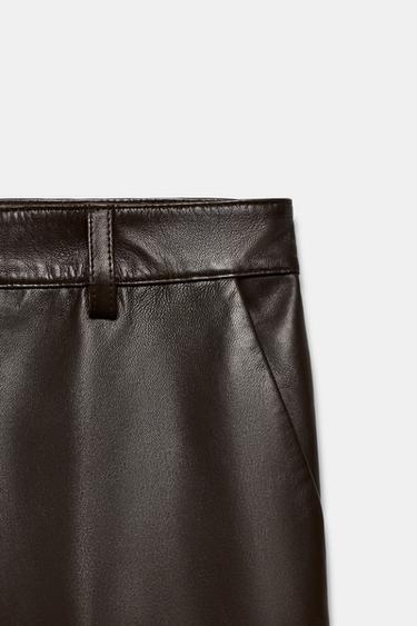 ZW COLLECTION LIMITED EDITION FLARE LEATHER TROUSERS - Brown by Zara - Image 5