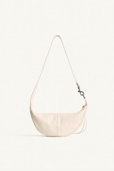 BOLSA DE OMBRO EM COURO S - Branco-cru da Zara