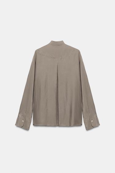 CHEMISE FLUIDE 100% SOIE ZW COLLECTION - Marron de Zara - Image 6