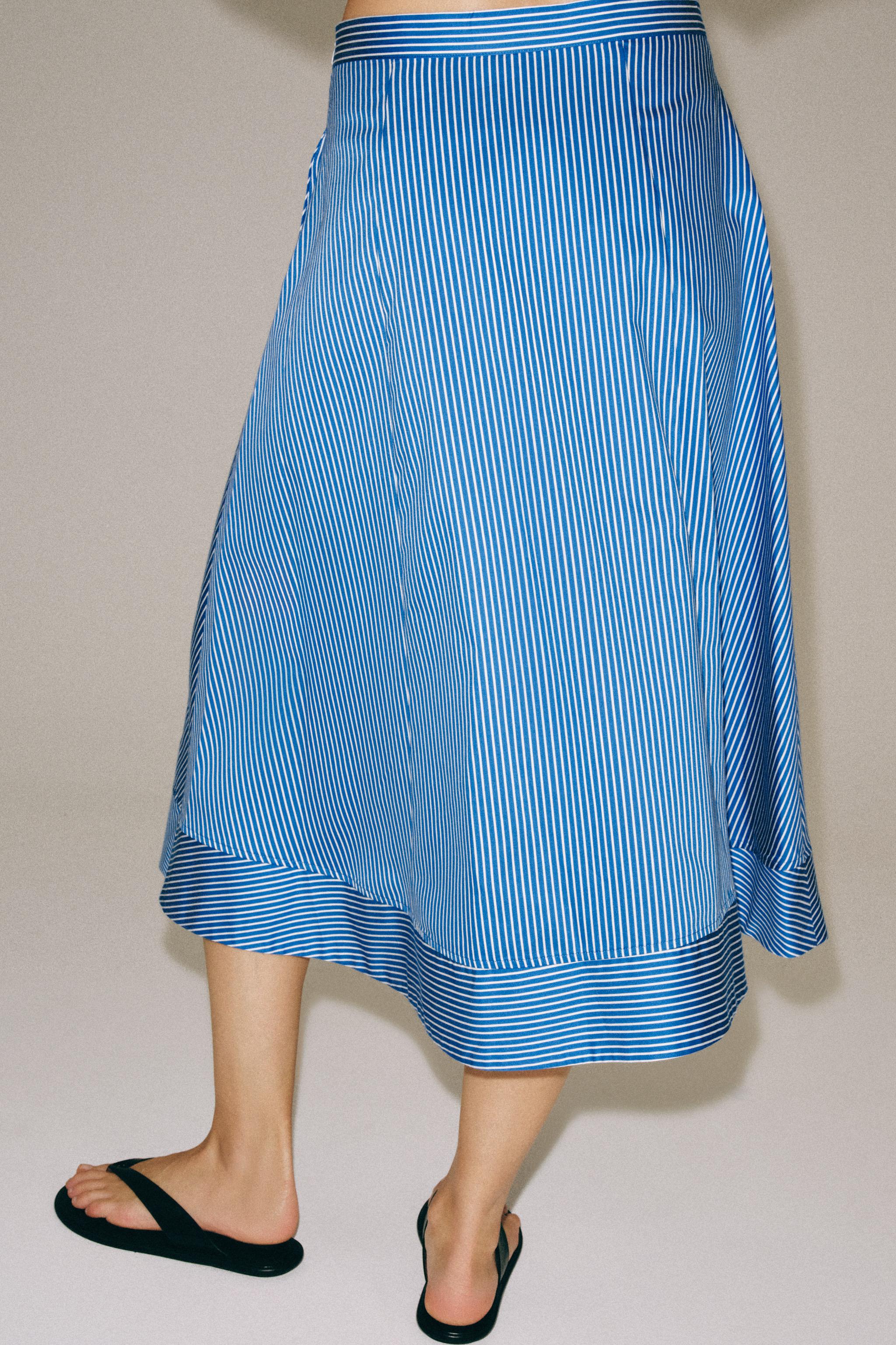 Женские юбки Zara ZW COLLECTION STRIPED A-LINE SKIRT — фото 3