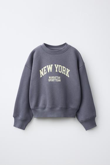 SWEAT À IMPRIMÉ VARSITY - Bleu délavé de Zara
