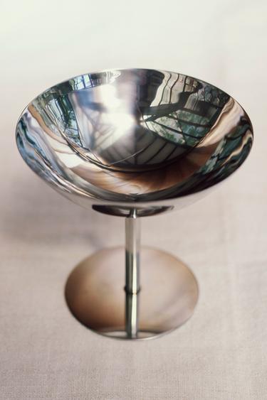 SHINY METAL WINE GLASS - Silver by Zara