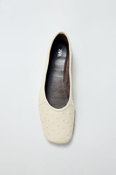 Zara EMBOSSED BALLET FLATS - Vanilla Yellow