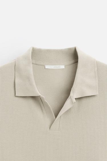 VERTICAL TEXTURED POLO SHIRT - Greenish by Zara