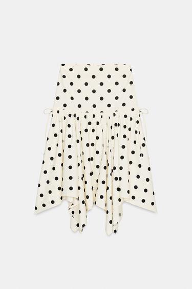 ASYMMETRIC POLKA DOT MIDI SKIRT - Ecru / Black by Zara - Image 3
