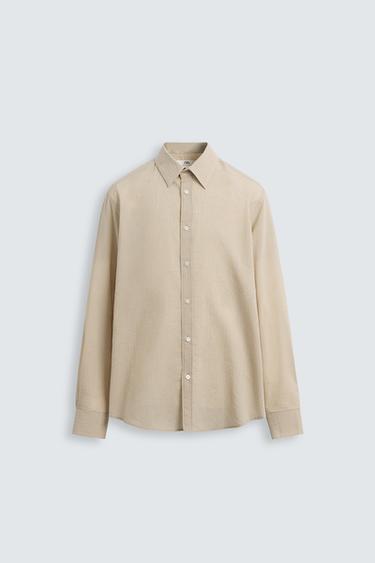 Zara LIMITED EDITION STRIPED SHIRT - Mid-ecru