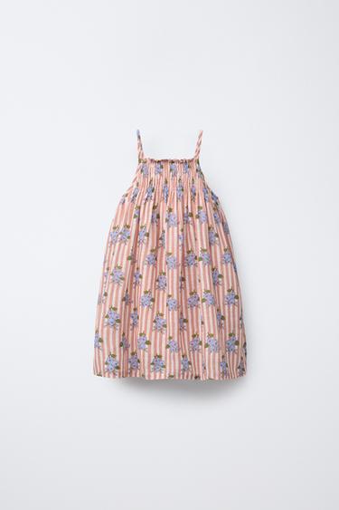 STRIPES AND FLOWERS DRESS - Brown by Zara - Image 0