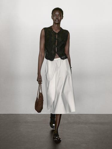 Zara Knit vest with embroidered detail - Black