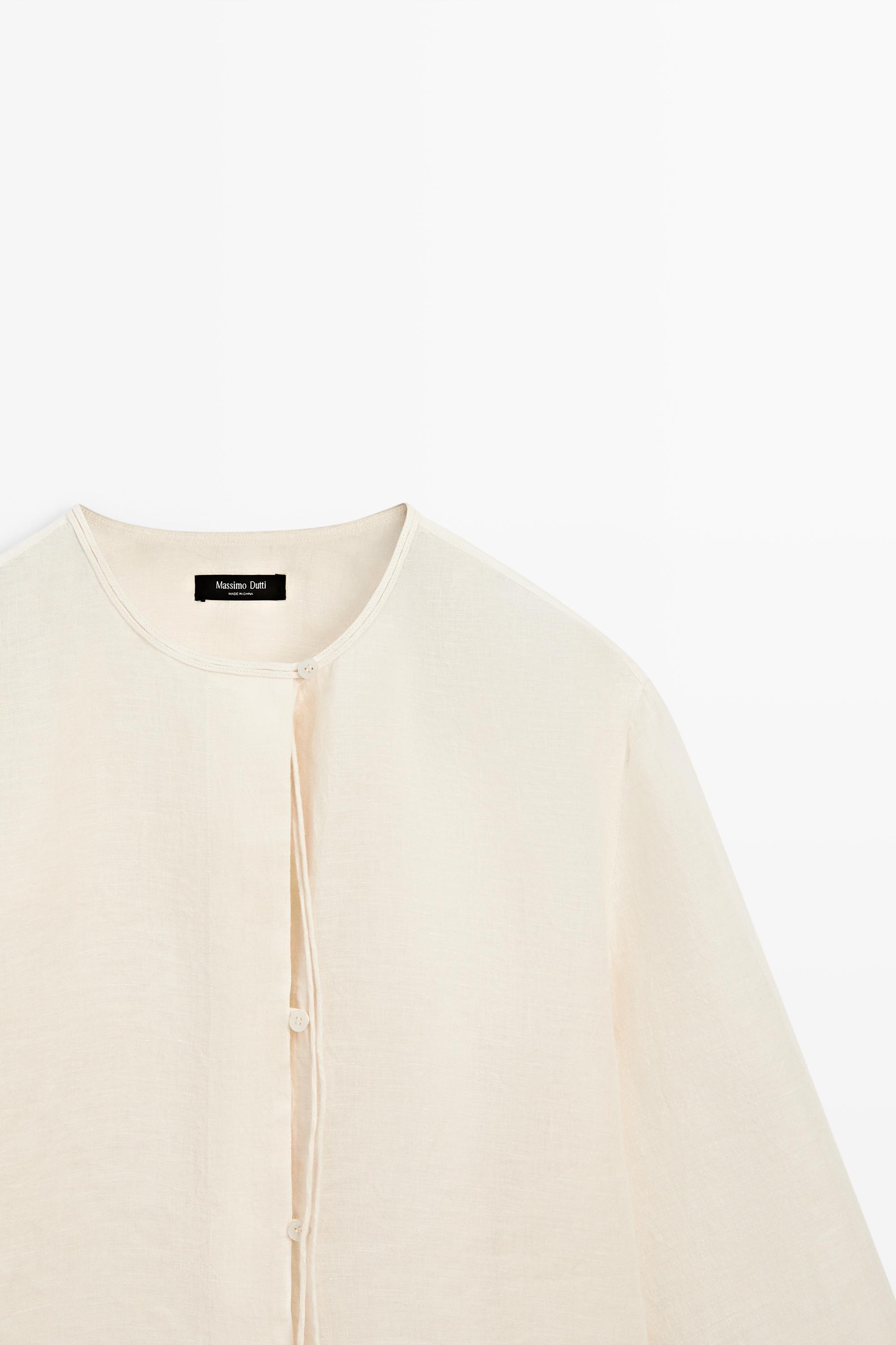 100% linen shirt with neckline detail