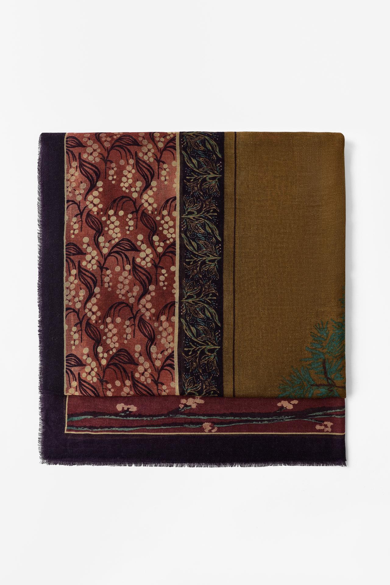 WOOL-BLEND PRINTED SCARF — Multicolored