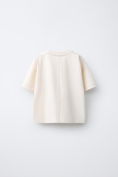 HEAVY SLOGAN PRINT T-SHIRT - Ecru by Zara - Image 1