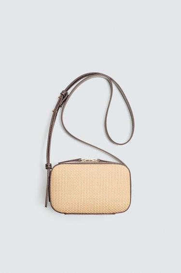 Zara WOVEN CROSSBODY BAG - Brown
