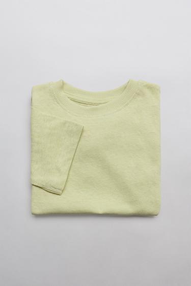 CAMISETA ALGODÃO - Verde-claro da Zara