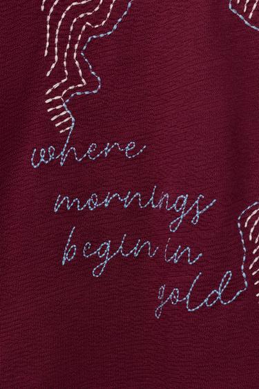 EMBROIDERED POLO SHIRT - Burgundy by Zara - Image 3