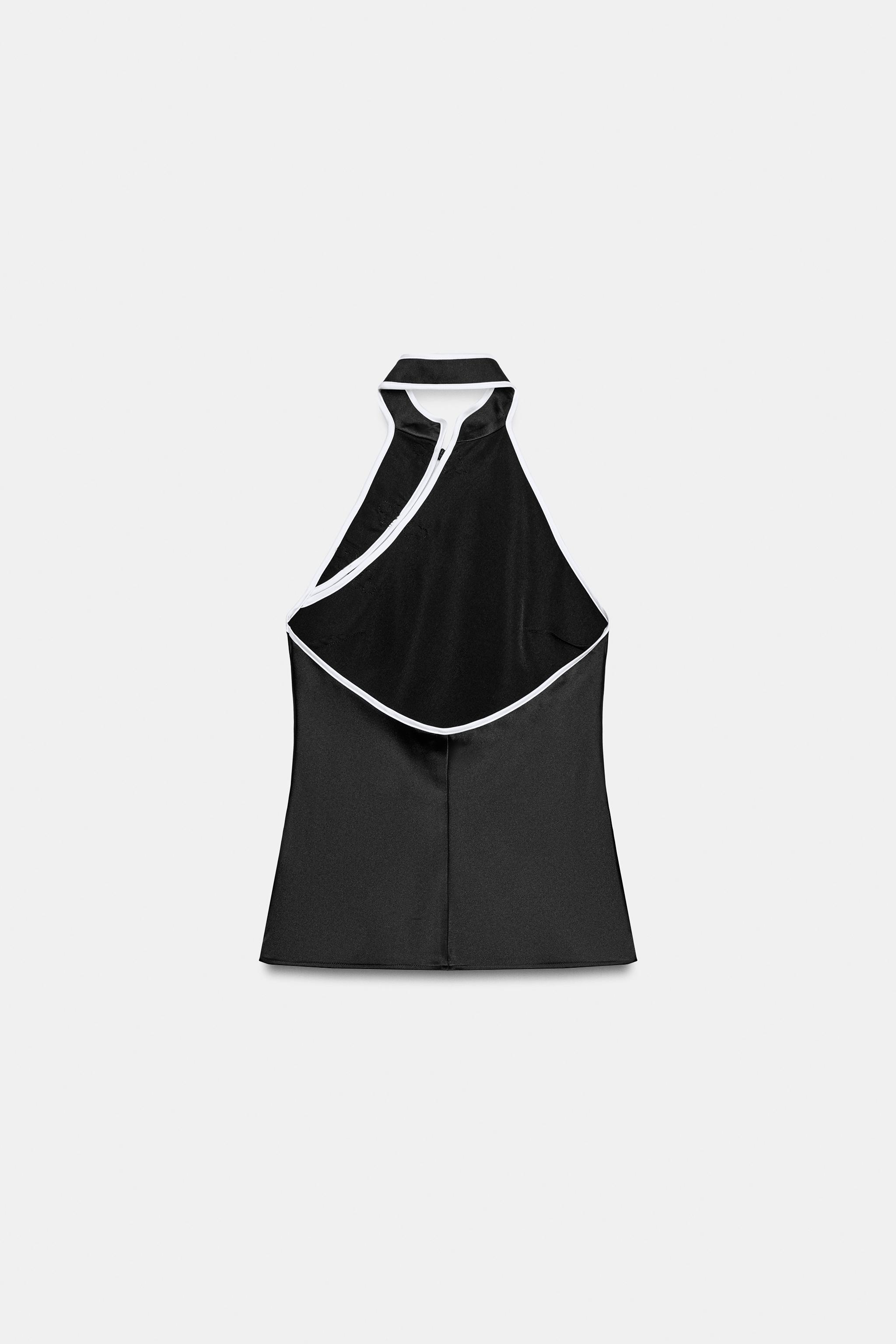 SATIN HALTER TOP WITH FROG FASTENINGS