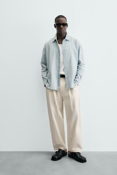 CAMISA JEANS BORDADA - Azul da Zara - Imagem 0