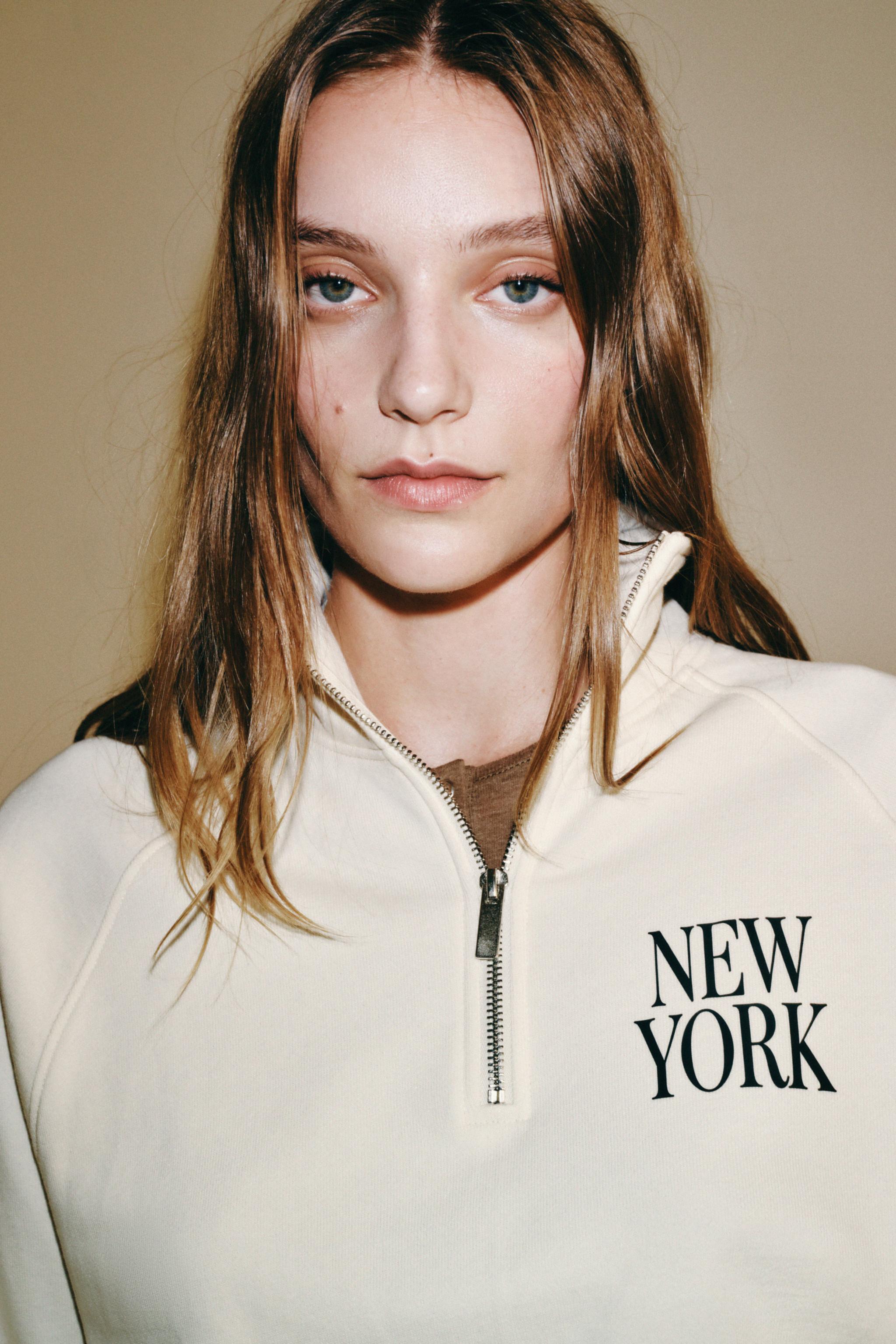 Zara YAZILI FERMUARLI SWEATSHIRT görsel 4