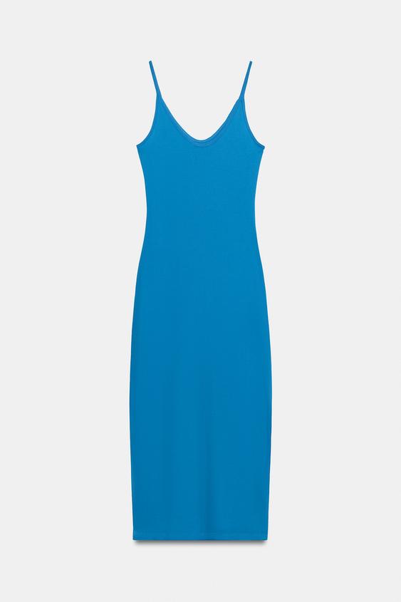 electric blue dress zara ZARA WOMAN ELECTRIC BLUE DRAPED HALTER DRESS S M L 8342/364 NWT measurements